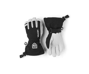 Hestra - Leather Ski gloves - Army Leather Heli Ski Jr. Glove Black in Leather - Kid Size 4 Black 4