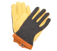 Hestra Men's Deerskin Wool Tricot Gloves Charcoal/Natural Yellow