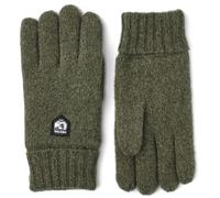 Hestra Unisex Basic Wool 5-Finger Glove, Winter Weather Insulated Wool Gloves for Outdoor Everyday, Hiking for Men & Women, Olive, 8