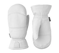 Hestra Unisex Leather Box Mitt, Leather Winter Ski Mittens for Alpine Skiing & Cold Winter Weather, Off White, 8