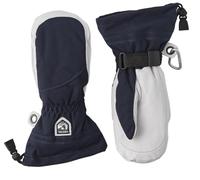 Hestra Women's Heli Ski Female Mitt, Leather Snow Mitten for Skiing, Snowboarding and Mountaineering - Navy/Offwhite - 8