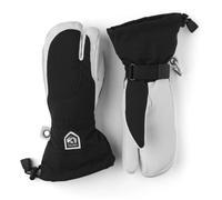 Hestra Women's Heli Ski Female Glove, 3-Finger Leather Snow Glove for Skiing, Snowboarding and Mountaineering - Black/Offwhite - 7
