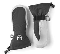 Hestra Women's Heli Ski Female Mitt, Leather Snow Mitten for Skiing, Snowboarding and Mountaineering - Grey/Offwhite - 6