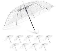 Hestya 12 Pack 40 Inch Clear Umbrellas for Wedding White Large Transparent Bridal Umbrella Dome EVA Windproof See Through Semi Automatic Curved Handle for Woman Men Bride Bridesmaid Unisex Party
