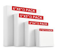 Hestya 12 Pcs Mini Stretched Canvas for Painting, 3/4/5/6 Inch Blank Profile Square Painting Canvas Small Professional Paint Canva for Kids and Art Supplies for Acrylics, Oils