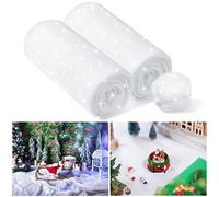 Hestya 2 Pack Glitter Christmas Fake Snow Blanket Roll, 1.3 x 9.8 ft | Fluffy, Christmas Village Faux Artificial Snow Blanket, Cotton Carpet for Xmas Crafts Decoration