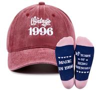 Hestya 2 Pcs 30th 40th 50th 60th Birthday Gifts for Women Including 1 Baseball Cap and 1 Pair of Socks for Sister, Mum, Wife(1996)