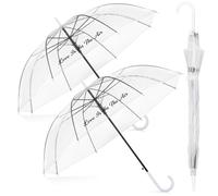 Hestya 2 Pcs 37.4 Inch Clear Umbrella with Love Is In The Air Printed Dome Umbrella Transparent Wedding See Through for Wedding Bridal Bridesmaid Ladies Party Supplies