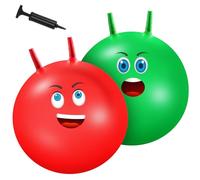 Hestya 2 Pcs Bounce Hopper 24 Inch/ 60cm Retro Exercise Ball Large Jumping Hop Ball Kangaroo Bouncer Toy with Handles and Pump for Little Ones Adult Indoor Outdoor Party Game, Red and Green