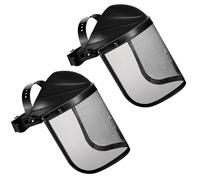 Hestya 2 Pcs Safety Face Shield Visor Adjustable Safety Helmet, Black | Chainsaw Helmet Strimmer, Face Protection Shield, Forestry Hat, Stainless Steel Protective Gear, for Gardening, Logging, Lawn