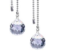 Hestya 2 Sets Clear Crystal Pull Chain Extension with Connector for Ceiling Light Fan Chain, 1 Meter Length Each (Style A)