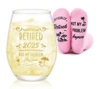 Hestya 2 Sets Retirement Gifts for Women Including Happy Retirement Engraved Wine Glasses and Funny Retirement Farewell Gifts for Grandma, Mom, Coworkers, Teachers, Pensioners (Stylish)