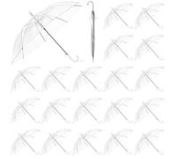 Hestya 20 Pack 37.4 Inch Clear Umbrella Wedding Transparent Dome See Through Umbrella Windproof White Handle Semi-automatic for Ladies Mens Bride Bridesmaid Groom Party