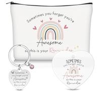 Hestya 3 Pcs Graduation Inspirational Gifts for Women Motivational Makeup Bag Sometimes You Forget You're Awesome Keychain Heart Ceramic Ornament Self Love Reminder Gift for Wife Friends Colleagues