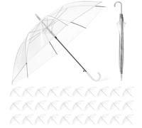 Hestya 30 Pack 37.4 Inch Clear Umbrella Wedding Transparent Dome See Through Umbrella Windproof White Handle Semi-automatic for Ladies Mens Bride Bridesmaid Groom Party