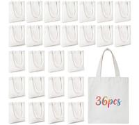 Hestya 36 Pcs Mini Canvas Tote Bags Bulk 22 x 20 cm Plain Blank Tote Bags for DIY Craft Sublimation Printing Shopping