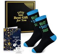 Hestya 4 Pcs Best Dad Ever Socks Gifts for Father from Son Daughter for Men, Novelty Socks Keyring Gifts Set for Dad Birthday Presents Fathers Day