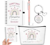 Hestya 4 Pcs Inspirational Gift Set, Sometimes You Forget You're Awesome Makeup Pouch, Keychain, Pen Mini Notebook, Self Love Gifts, Encouragement Present Christmas Inspirational Gifts for Friends