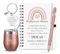 Hestya 4 Pcs Thank You Gifts Leaving Gifts Set Difference Maker Employee Appreciation Inspirational Tumbler Cup Notebook Pen Keychain Leaving Presents for Colleagues Women Teacher Coworker Volunteer