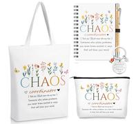 Hestya 5 Pcs Chaos Coordinator Gifts Include Chaos Coordinator Canvas Tote Bag Makeup Bag for Women Thank You Keychain Notebook with Ballpoint Pen for Employee Teacher Nurse Appreciation Gifts