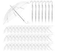 Hestya 50 Pack 37.4 Inch Clear Umbrellas for Wedding White Transparent Umbrella Dome See Umbrella Handle Semi Automatic for Woman Men Bride Bridesmaid Party