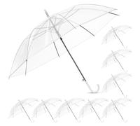 Hestya 8 Pack 37.4 Inch Clear Umbrellas for Wedding White Transparent Umbrella Dome See Through for Woman Men Bride Party
