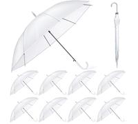 Hestya 8 Pack 37.4 Inch Clear Umbrellas for Wedding White Transparent Umbrella Dome See Through for Woman Men Bride Party(White)