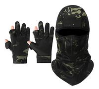 Hestya Camo Hunting Gloves Men Full Face Cover Hunting Mitten Balaclava Antislip Fingerless Full Finger Mitten Wind Resistant (Medium)