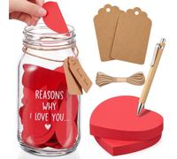 Hestya Memory Jar, Reasons Why I Love You Jar for Note for Women Gift | Happy Memory Glass, 365 Days of Happiness, Daily Positivity Joyful Memory Gift for Friend Birthday Christmas Date Idea