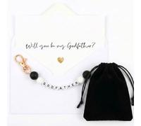 Hestya Will You Be My Godfather Gift Include 1 Pcs God father Keychain, 1 Pcs Card with Envelope, Godfather Proposal Gift for Uncle Friends