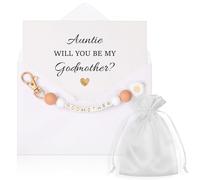Hestya Will You Be My Godmother Gift Include 1 Pcs Keychain, 1 Pcs Card with Envelope, God Mother Proposal Gift for Auntie Friends(Auntie Godmother)