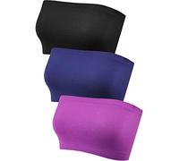 Hestya Women's Strapless Bralette Seamless Bandeau Stretchy Non-Padded Bandeau Tube Top Bra in Multi Color, 3 Pieces - - XL/XXL