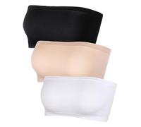 Hestya Women's Strapless Bralette Seamless Bandeau Stretchy Non-Padded Bandeau Tube Top Bra in Multi Color, 3 Pieces - - XL/XXL