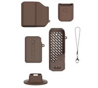 Hesupy Silicone Cover Case for DJI Osmo Pocket 4P, Soft Skin Sleeve Full Protective Camera Screen Lens Cover All-Round Protection Guard Protector for Osmo Pocket 4P Camera Accessories (Brown + Base)