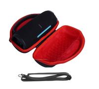 Hesupy Storage Bag for JBL Charge 6, Portable Speaker Case Travel Carrying Case Organizer with Shoulder Strap EVA Hard Shockproof Protective Cover Shell for Charge 6 Speaker (Lined Red)