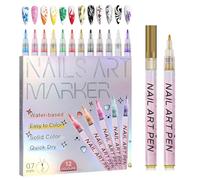 HESUSLA 12 Colors Nail Art Pens Set,2025 Upgrade Nail Art Markers for Gel Nails,Quick-Dry 3D Nail Art Pens for DIY Polishing,Dotting & Liner Work,Nail Art Kit for Home Salon (A 12 Colors 0.7mm)