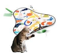 HESUSLA Automatic Cat Toy for Indoor Cats - Interactive Hide & S eather Teaser with Real Mouse Sound, USB Rechargeable, Motion Activated, 3 Play Modes for Kittens & Adult Cats (Colorful Graffiti)