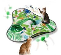 HESUSLA Automatic Cat Toy for Indoor Cats - Interactive Hide & Seek Feather Teaser with Real Mouse Sound, USB Rechargeable, Motion Activated, 3 Play Modes for Kittens & Adult Cats (Green Leaves)