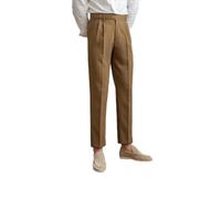 HESYSUAN Men's Gurkha Pants, High Waist Slim Fit Wrinkle Free Naples Italian Style Pants No Belt Required High Waist Gurkha Dress Pants (Camel,30W)