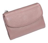 HESYSUAN Unisex Pebble Leather Wallet, Structural Genuine Leather Wallet Women, Small Compact Pocket Purse for Men, Soft Short Slim Travel Mini Coin Purse (Pink)