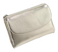 HESYSUAN Unisex Pebble Leather Wallet, Structural Genuine Leather Wallet Women, Small Compact Pocket Purse for Men, Soft Short Slim Travel Mini Coin Purse (Gold)