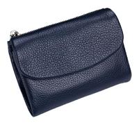 HESYSUAN Unisex Pebble Leather Wallet, Structural Genuine Leather Wallet Women, Small Compact Pocket Purse for Men, Soft Short Slim Travel Mini Coin Purse (Dark Blue)