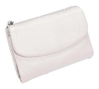 HESYSUAN Unisex Pebble Leather Wallet, Structural Genuine Leather Wallet Women, Small Compact Pocket Purse for Men, Soft Short Slim Travel Mini Coin Purse (White)