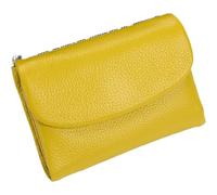 HESYSUAN Unisex Pebble Leather Wallet, Structural Genuine Leather Wallet Women, Small Compact Pocket Purse for Men, Soft Short Slim Travel Mini Coin Purse (Yellow)