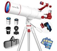 HETEKAN Telescope for Adults Kids & Beginners, 90mm Aperture 550mm Portable Refractor Telescope (22X-165X) with AZ Tripod, Phone Adapter, Carry Bag and Decorative Stickers