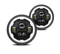 HETEVSCCK 7 Inch LED Round Headlight Gear Angel Eye For Jeep For Wrangler Off-road Headlight H4 200W 6000K/3500K 30000LM 24V Headlamp (2 Pcs)