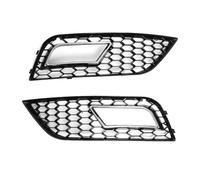 HETEVSCCK For A4 B8.5 2013-2016 1Pair Car Front Bumper Fog Lamp Grille Honeycomb Mesh Fog Light Grille (Chrome Silver)