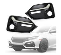 HETEVSCCK For Civic 2017 2018 2019 2020 2021 5 Door Hatchback Front Left Right Fog Light Cover Headlight Frame Molding Trim (2pcs Left Right)
