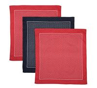 Hetherington Gray Box of 3 Mens Gents Extra Large Size Hankies Navy Blue & Bright Red Spot Print 100% Soft Cotton Spotted Handkerchief - Perfect Colourful Gift for Men