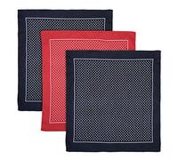 Hetherington Gray Box of 3 Mens Gents Extra Large Size Hankies Navy Blue & Bright Red Spot Print 100% Soft Cotton Spotted Handkerchief - Perfect Colourful Gift for Men